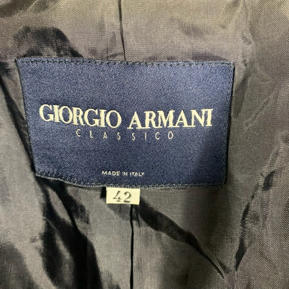 Giorgio Armani Blazer Womens 42 Blue Pin Striped Sports Coat Luxury Italy Wool - Picture 2 of 12